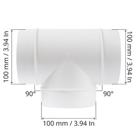 Repa Market 4" Inch Plastic White 3 Way T Joints with 3 Clamps - Duct Splitter for Exhaust Fan Dryer - Vent Air Pipe Joint - 90 Degree Three Branch Junction with Adjustable Stainless Steel Hose Clamp