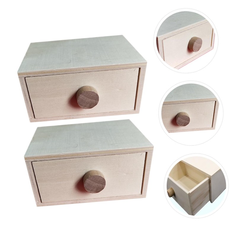 OSALADI 2pcs Wooden Storage Case High Capacity Drawer Organizer for
