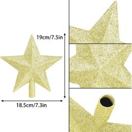 DERAYEE Glittering Christmas Tree Topper, Star Christmas Tree Decoration Tree Topper Christmas for Christmas Tree, Christmas Tree Decoration (Gold)