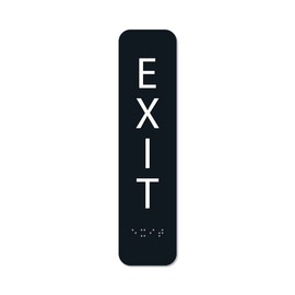 ALPHA DOG ADA SIGNS Vertical Braille Exit Sign 8x2 inch ADA Compliant Indoor Outdoor Business Easy Install USA Made (Black)