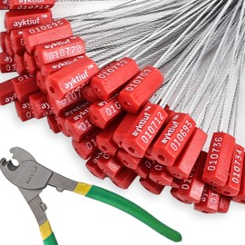 ayktiuf 60 Pieces Security Cable Seals, Metal Number Security Tags for Truck, Trailers, Cargo, Containers, Vans, Oil Tank, Milk Vehicle (Red, 60 Pack)