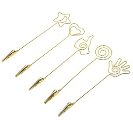 Tupalizy 5PCS Bracelet Helper Tool Picture Holders Wire Alligator Clip for Bracelets Jewelry Necklace Table Numbers Photos Place Cards Wedding Reception Memo Small Painting Crafts Clamps, 5.9Inch,Gold