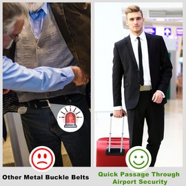 SwirlColor Belts for Men, Adjustable and Lightweight Nylon Canvas Belt Metal Free Work Belt Buckle for Quick Passage Through Airport Security 3.8x120cm -Khaki