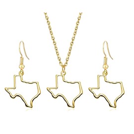 Stainless Steel Texas State Shape Map Dangle Drop Earrings for Women (gold-set)
