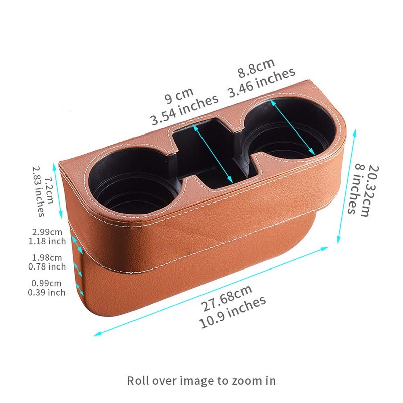 Brown Multifunctional Car Cup Holder Car Seat Organizer Gap Filler