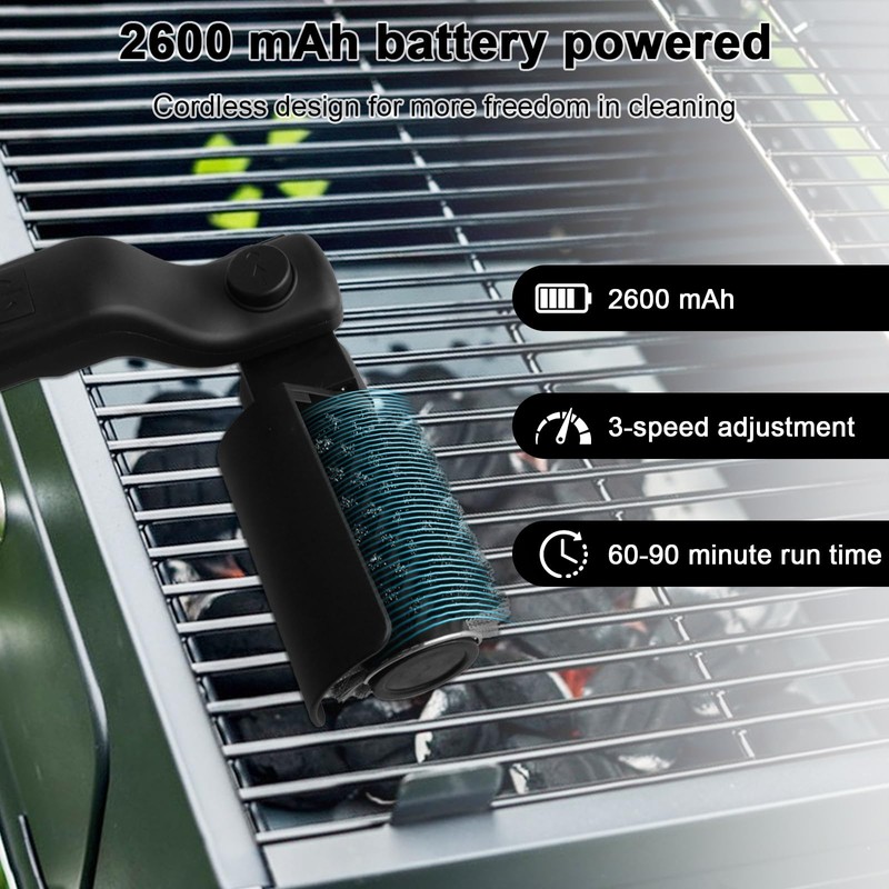 Electric Grill Clean Brush, Rechargeable Cordless BBQ Brush, 180°Adjustable Cleaning