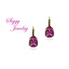 Dark Rose Pink Pear Shaped Earrings Made with Genuine Austrian