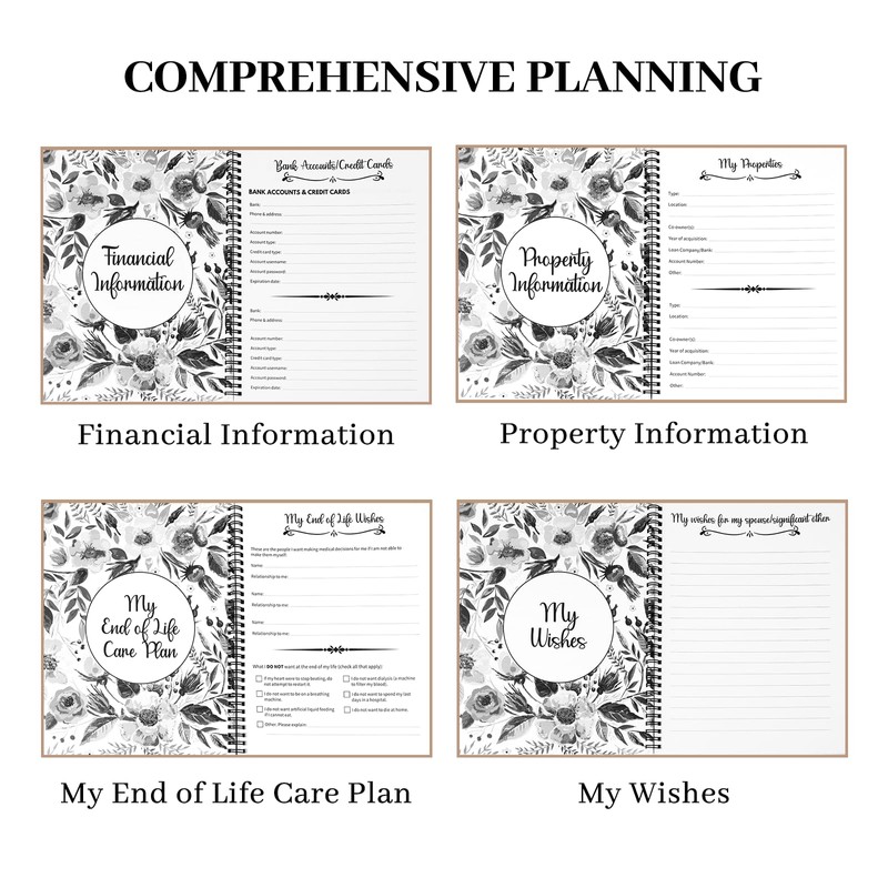 End of Life Planner Organizer Notebook with Pocket for Documents,