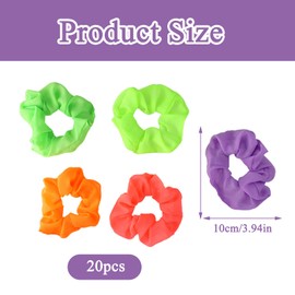 20 PCS Neon Scrunchies for Hair 80s, Neon Hair Accessories, Headbands Elastic Bands Hair Accessories for 80s Party Outfits and Gym Wear