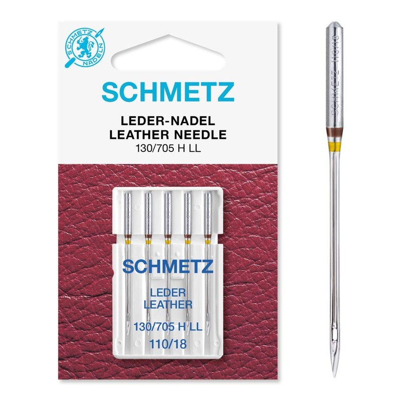 Schmetz 25 Sewing Machine Needles, Leather, Size 110/18, Flat Shank
