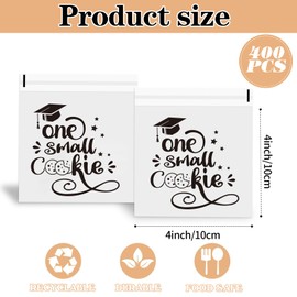 FOKICOS Graduation Cookie Gift Bags,400pcs Graduation Candy Cookie Gift Bags Self Adhesive Cellophane One Small Cookie Treat Bags for Congrats Grad School Party Snack Cookie Candy Packing Supplies