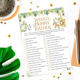 Pink Bee Parties Would Mummy Rather - Safari Theme Baby Shower Game - 40 Players