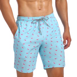 Biwisy Men's Swim Shorts Quick Dry Athletic Mesh Lining Swimwear Bathing Suits with Pockets