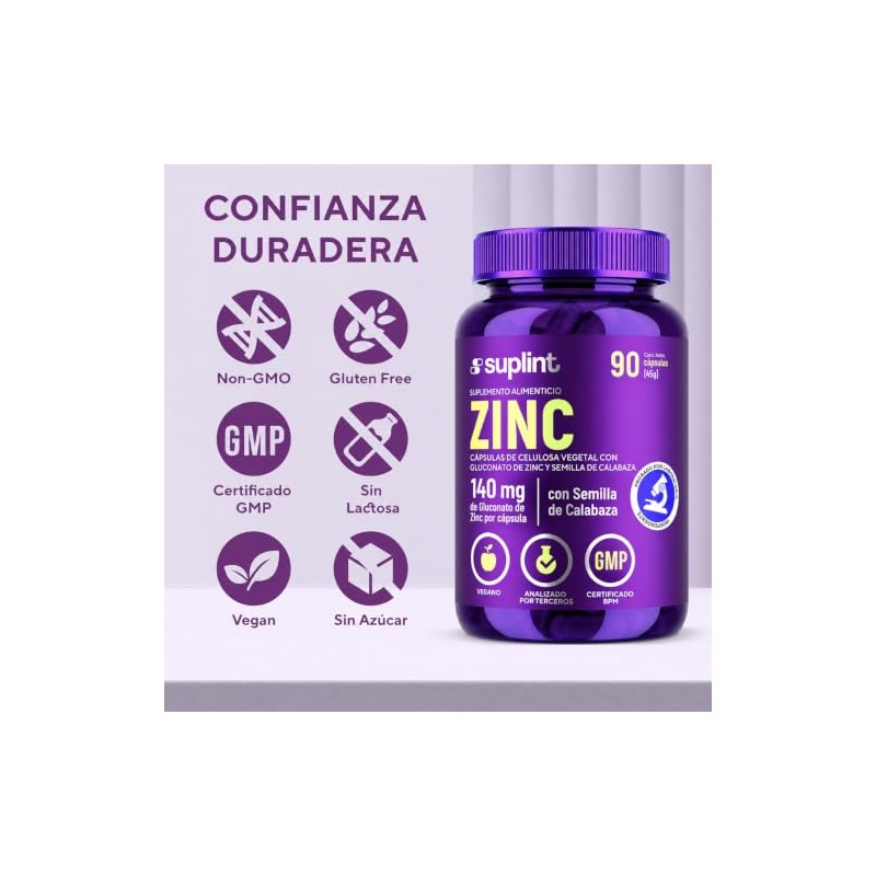Gluconato Zinc 140mg Inmunidad Piel Cápsulas