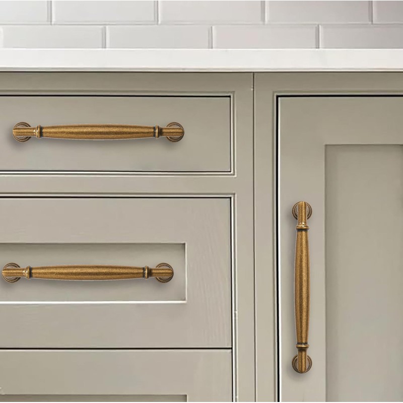 khtumeware 10 Pack 6 Inch(152mm) Antique Brass Cabinet Pulls Heavy