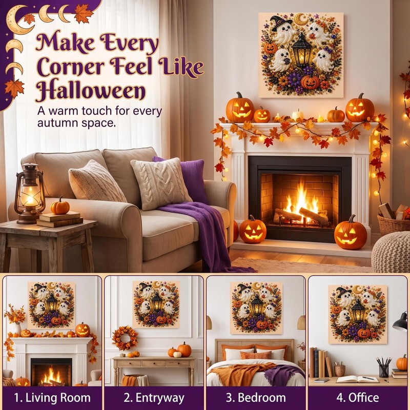 Halloween Pearl Diamond Art DIY Kit,Spooky Pearl Diamond Painting Craft