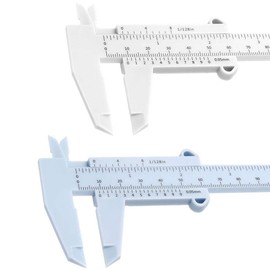 Calibre de plástico Vernier de doble escala de 150 mm, herramienta de medición para carpintería, estudiantes, medición de joyas, etc. (blanco y azul)