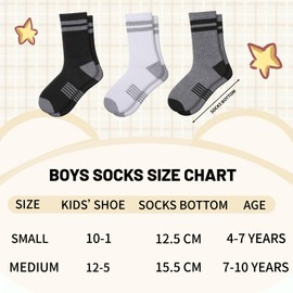 Comfoex 10 Pairs Boys Crew Long Athletic Socks for 4-6 6-8 8-10 Years Old Kids Calf Sports Half Cushioned