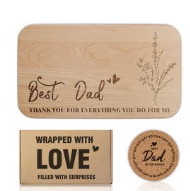 Gifts for Dad, Dad Birthday Gift Set, Uniquely Carved Wooden Breakfast Board, Kitchen Gifts for Dad from Daughter and Son, Fathers Day Christmas Gifts for Best Dad