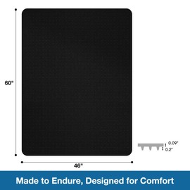 FUNMAT Chair Mat for Carpet, 46" x 60" Desk Chair Mat for Carpeted Floors, Non-Slip Office Vinyl Mat for Carpet with Studded, Easy Glide Heavy Duty Floor Protector Mat for Home Office, Black