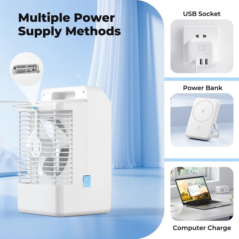 Portable Air Conditioners with Display, 1000ml Mini Air Conditioner 4-in-1