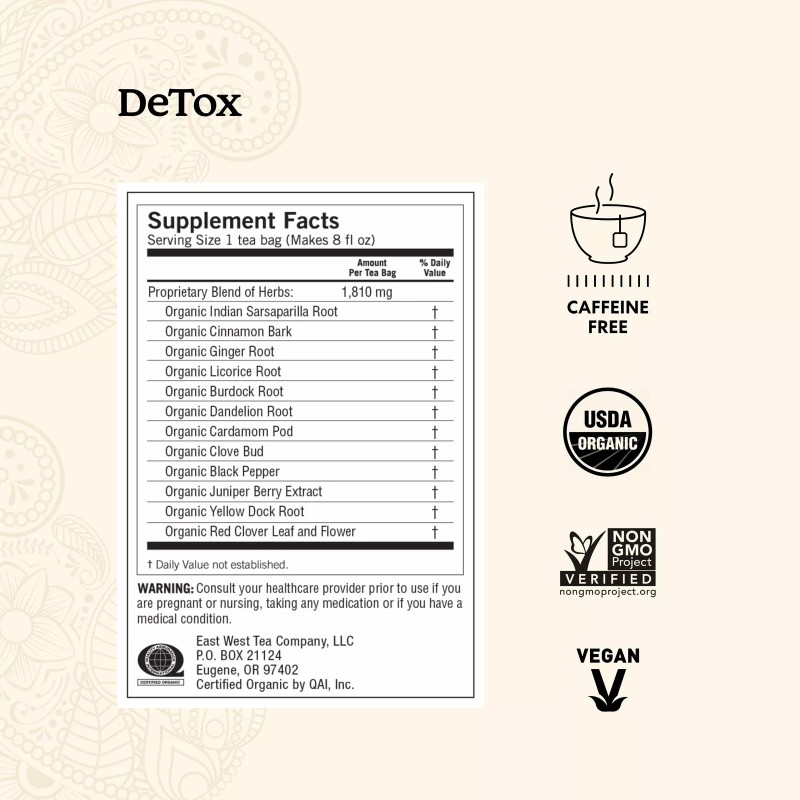 Yogi Organic DeTox Tea 16 Count Herbal Support for Digestion