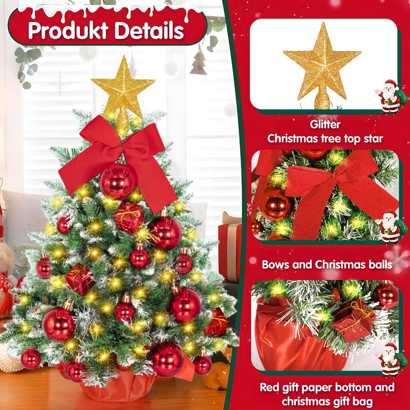 BBLTIFF Artificial Christmas Tree, 58 cm, Mini Christmas Tree with