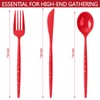 LIYH 150 Pcs Red Plastic Cutlery Sets - Red Plastic