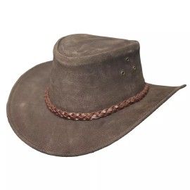 Lesa Collection Buttermere Leather Cowboy Hat for Men with Vintage leather hat - XL
