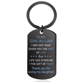 ICHRATI Son in Law Gifts from Mother in law, Future Sons in Law Gift for Fathers Day, Cool Son-in-Law Gifts for Birthday, Sentimental Fathers Day Keychain, Unique Adults Men Stocking Stuffers, Blue
