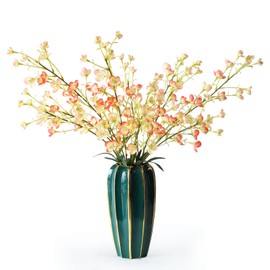 mizii 4Pcs Pink Pear Blossom Artificial Flower 37" Fake Silk Flowers with Stem Faux Flowers Bouquet for Vase Table Centerpieces Arrangements Home Decor Wedding Decorations (Pink)