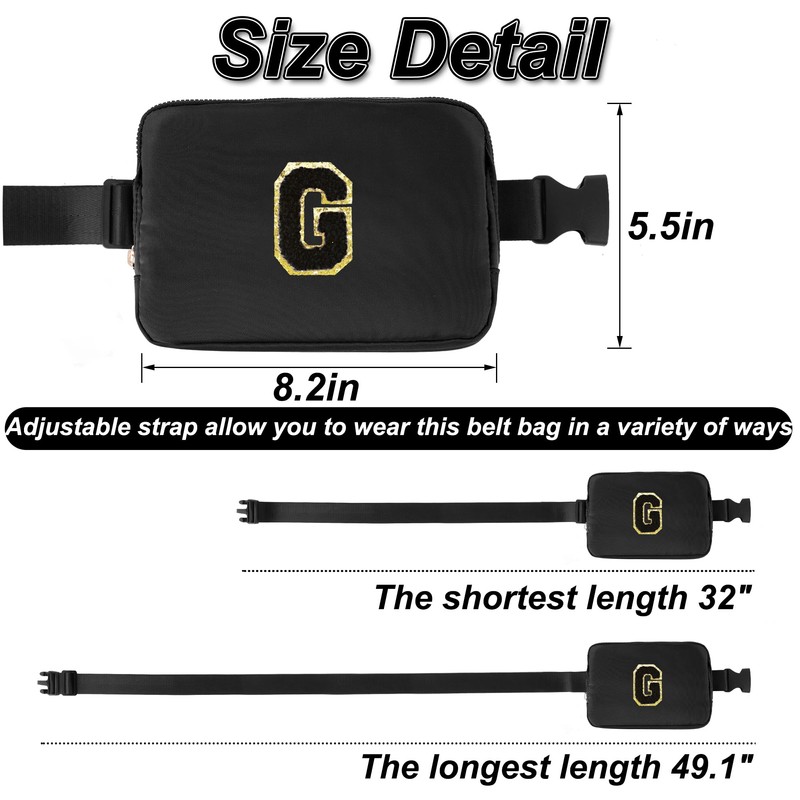 Riñonera para niñas y mujeres, bandolera para cintura personalizada, Negro
