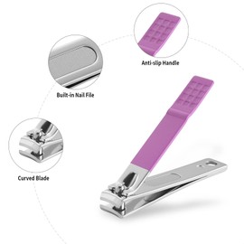 JAZZZNAP Ingrown Nail Clippers Set, Ultra Sharp Ingrown Nail Clipper and Fingernail Clipper Toenail Clipper with Curved Blade Edge, Purple