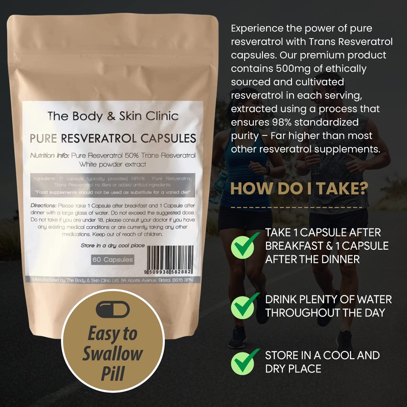 Trans Resveratrol - Pure Natural - 60 Capsules - 1-2