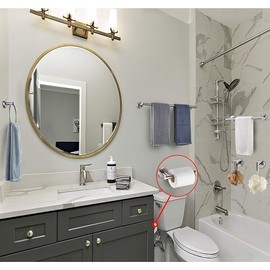 12 Pieces Brushed Nickel Bathroom Hardware Accessories Set Hand Towel Ring 16&23.6 inch Round Towel Bar Silver Toilet Paper Holder Towel Hooks 4 Pieces SUS 304 Stainless Steel,Heavy Duty,Wall Mounted