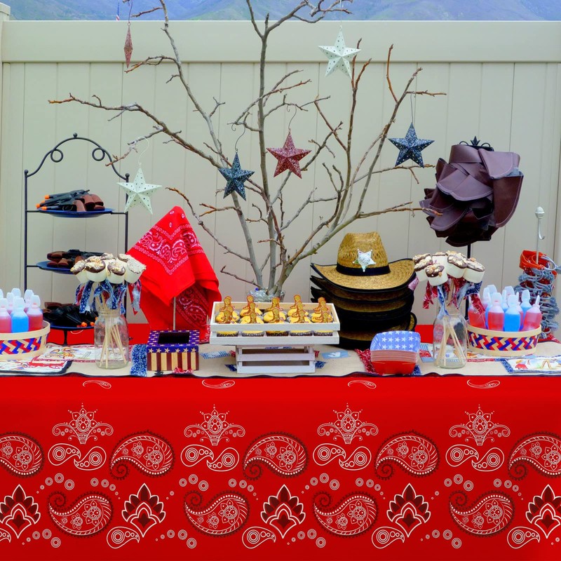 PHOGARY 2 Pieces Western Party Tablecloth, Bandana Western Cowboy Themed