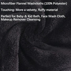 PHOGARY 6 Pack Microfiber Flannel Face Cloths Face Body Wash Cloth, Super Absorbent & Soft Facial Mitts, Reusable Makeup Remover Wash Gloves, Black Towel Bath Mitt for Baby Kids-13x20cm