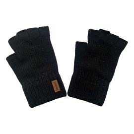 JOORONNY Cold Weather Winter Fingerless Gloves for Men and Women, Unisex Warm Wool Knitted Gloves in Black
