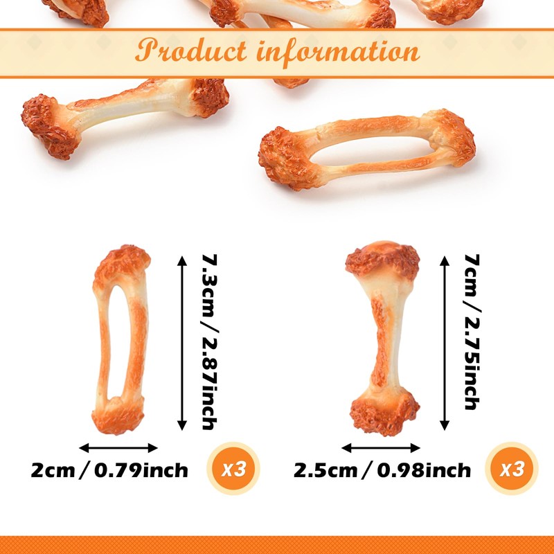 HUIANER 6pcs Artificial Chicken Leg Bone Fake Chicken Wing Bone