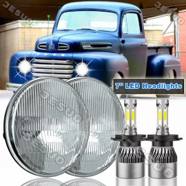 JESUO for MG MGB 1969-1981 Pair Led 7inch Round Headlights Headlamp High/Low Bulbs
