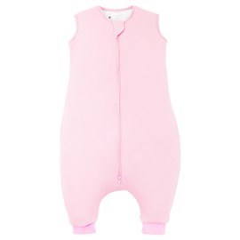 TOTBASIC - Saco de dormir para niños pequeños con pies, 1.0 TOG, saco de dormir suave para bebé con piernas, mantas para niños y niñas, caminantes tempranos de 6 a 15 meses (rubor), Rosa (Blush), 6-15