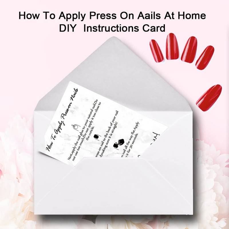 Press-On Nail Application Instructions Cards, Aftercare Instructions Cards, DIY Press-On
