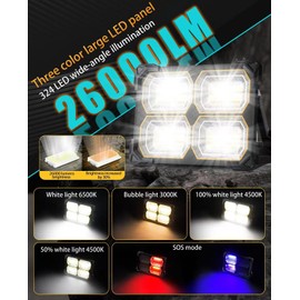 300W Rechargeable Work Light,Magnetic Light, 26000LM Portable LED Work Light with 5 Light Modes for Outdoor Camping Car Repairing Building, Workshop, Garage, Emergency (300W)