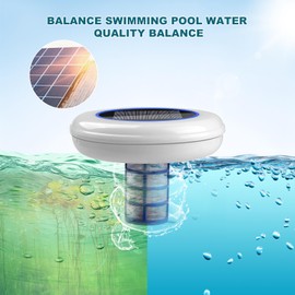 Solar Pool Ionizer for Above Ground Pool Up to 35,000 Gal Floating Pool Cleaner Ionizer for Pool Ionizer for Inground Pool Solar Copper Pool Ionizer (White)