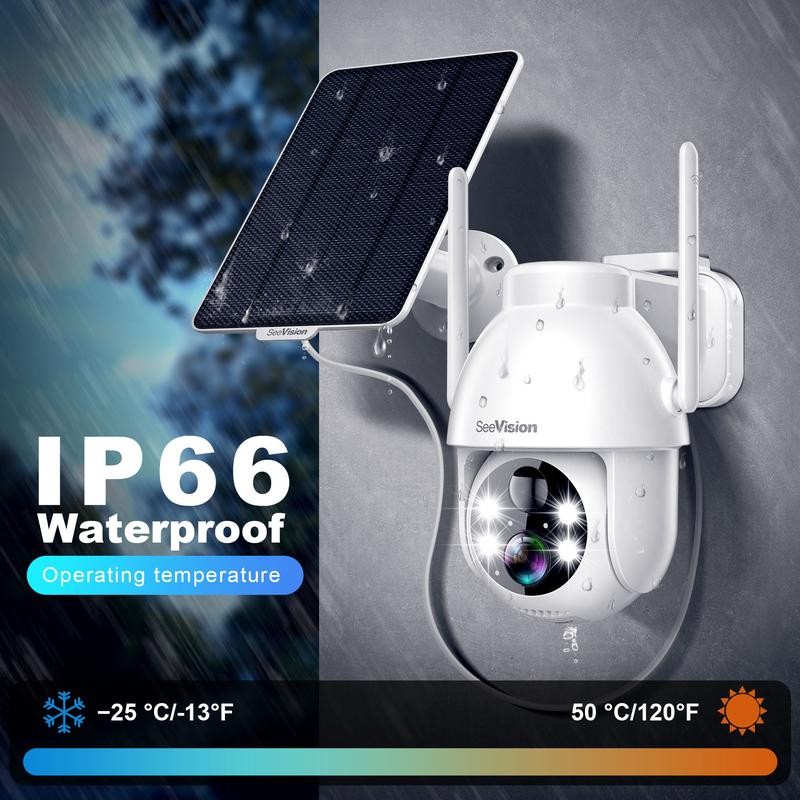 SeeVision White Solar-Powered Waterproof Wireless Security Camera with PIR Motion