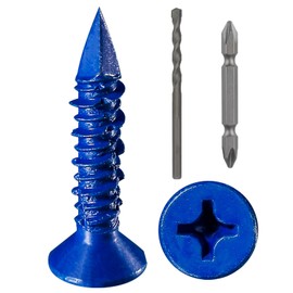 Wensilon (30pcs) 1/4''x1-1/4 Concrete Screw Anchor Blue Flat Head for Anchoring to Masonry, Block or Brick Stucco