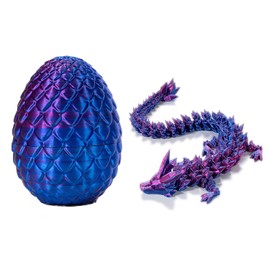 NyxSeat 1 Piece 3D Printed Dragon with 1 Dragon Egg, Dragon Egg Set, Fully Movable Crystal Dragon Toy, Dragon Desk Toy with Flexible Joint, Executive Desk Toy (Purple)
