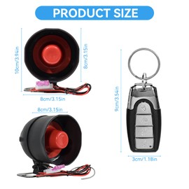 WHALETAIL Universal 12V 20W Car Security Horn Vehicle Alarm Security Protection System, Auto Car Alarm Device, Sensitivity Anti Theft Car Alarm System, Loud Horn Car Alarm System with 2 Remote 6 Tone