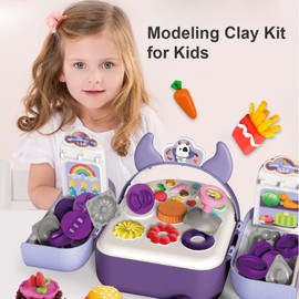 Backpack Style Modeling Clay Kit for Kids Air Dry Clay Toy Set with Storage Case for 3 Years Old or Above Girls Boys Children Birthday Christmas Gift