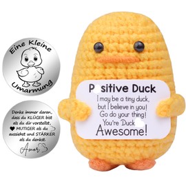 Mwmoeen Funny Lucky Charm Positive Duck Pocket Hug Gifts, Lucky Charm Exam, Creative Knitting Wool, Positive Duck, Best Friend Small Gifts for Women